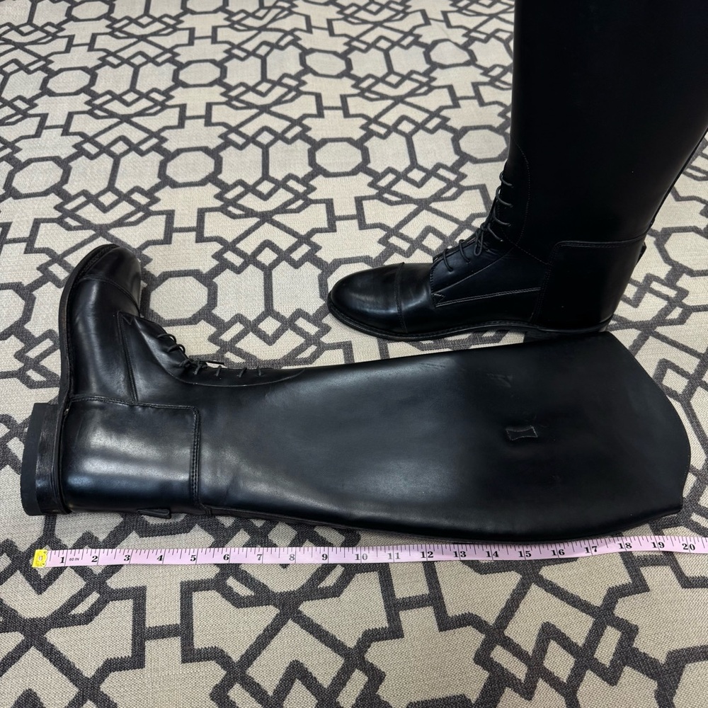 The Effingham by Bond Boot Black Leather Equestrian Lace Tall Riding Boots Sz 8 - Picture 14 of 17